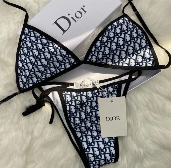 strój kąpielowy dior czarno biały zestaw komplet