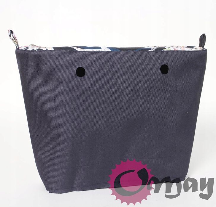 Granatowy organizer do OBAG STANDARD kwiaty beż róż 2 kieszenie OMAY