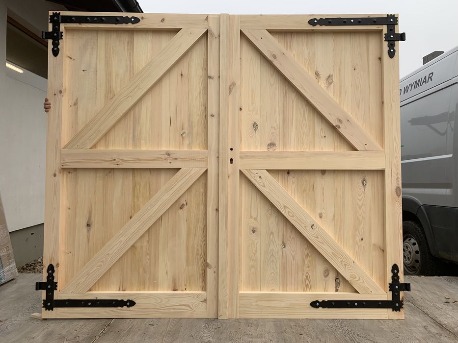 Drzwi zewnętrzne lite drewniane Brama garażowa NA KAŻDY WYMIAR POLSKA