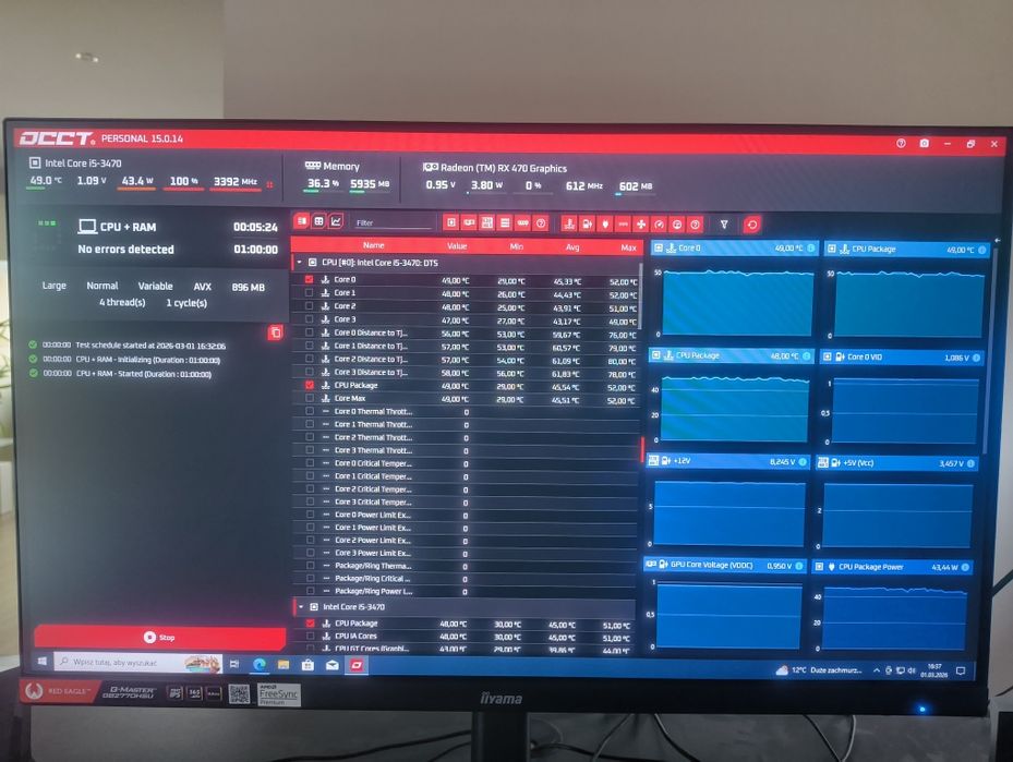 Budżetowy PC do gier / RX 470 / 16GB / SSD / CS2 Fortnite GTA V