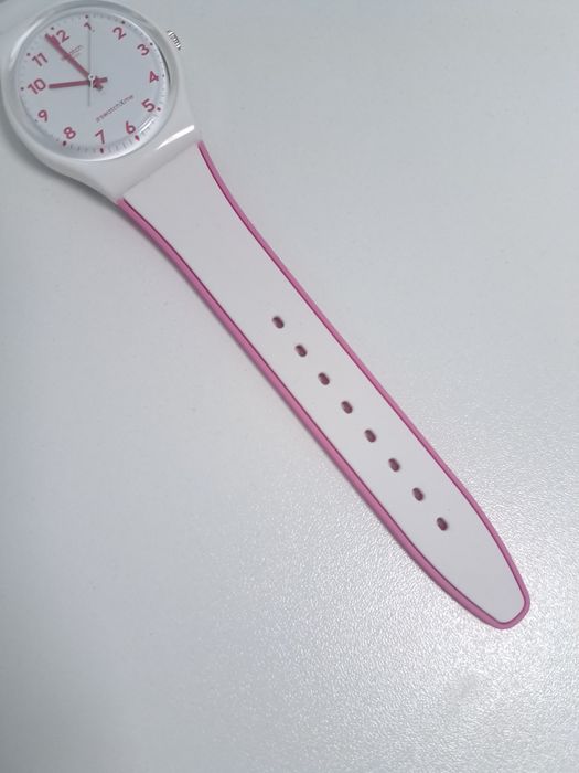 Zegarek swatch gent biały różowy błękitny sportowy