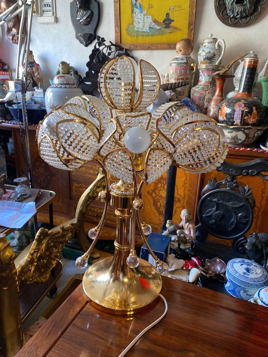 Candeeiro Art Deco Anos 60 Latão 59 cm 7 lumes