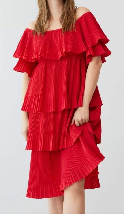 NOVO Vestido folhos plissado, 2XL, MANGO-Violeta