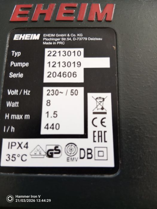 Filtr kubełkowy eheim  clasic 250 sprawny