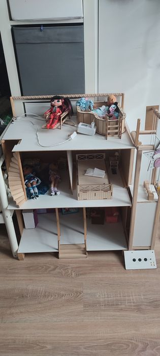 Pilne - Dom duży dla lalek handmade elektryczna winda i światła mebelk