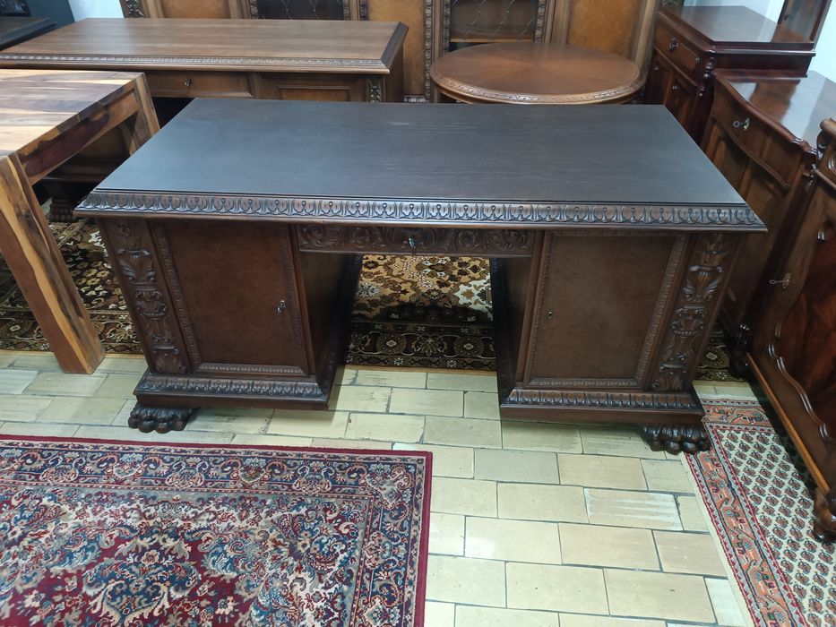 Biurko na lwich łapach antyk dwustronne