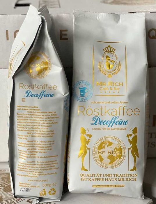 Кофе в зернах Mr. Rich Decoffeine ( Кофе без кофеина).500гр.