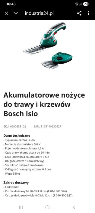 Nożyce akumulatorowe Bosch do krzewów