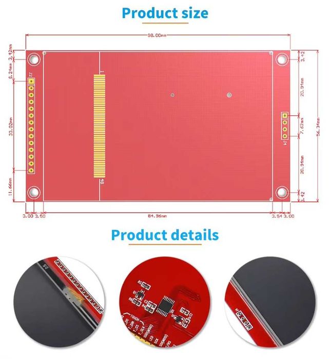 Wyświetlacz LCD TFT 3,5 IC ILI9488 DOTYKOWY 320x480 SPI z czytnikiemSD