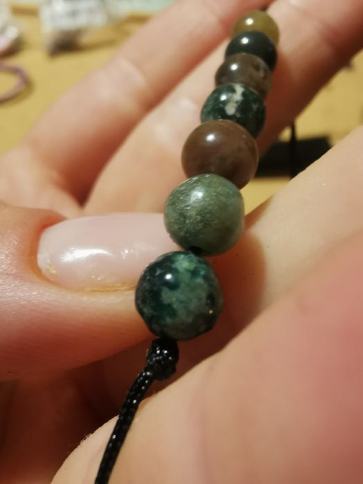 Bransoletka handmade agat mszysty kamienie naturalne