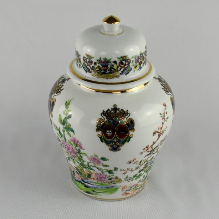 Pote com Tampa com Brasão em porcelana