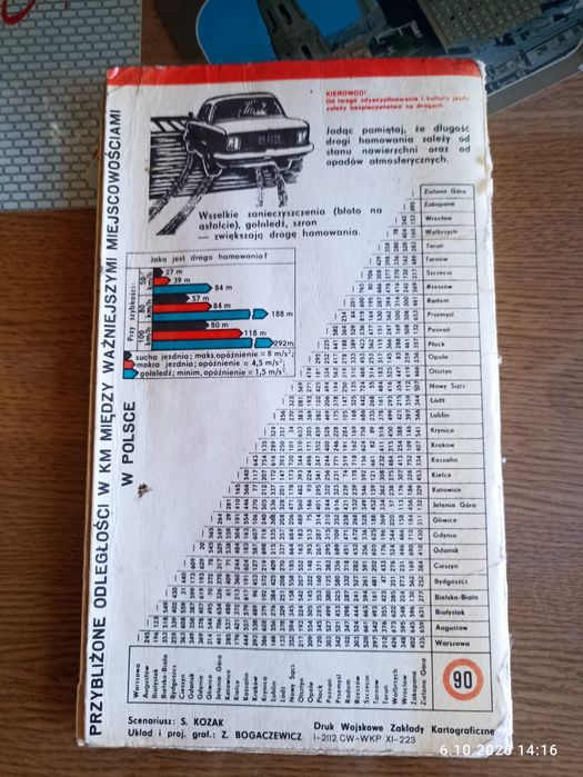 Samochodowa mapa Polski 40 lat LWP