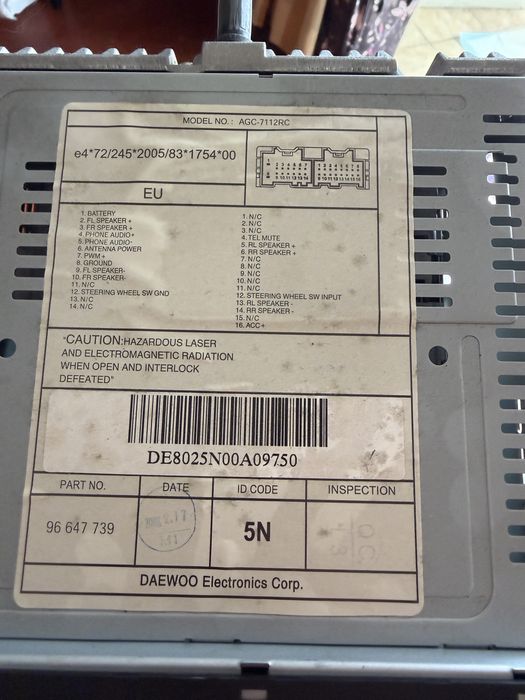 Rádio Original Chevrolet Captiva – Daewoo AGC-7112RC