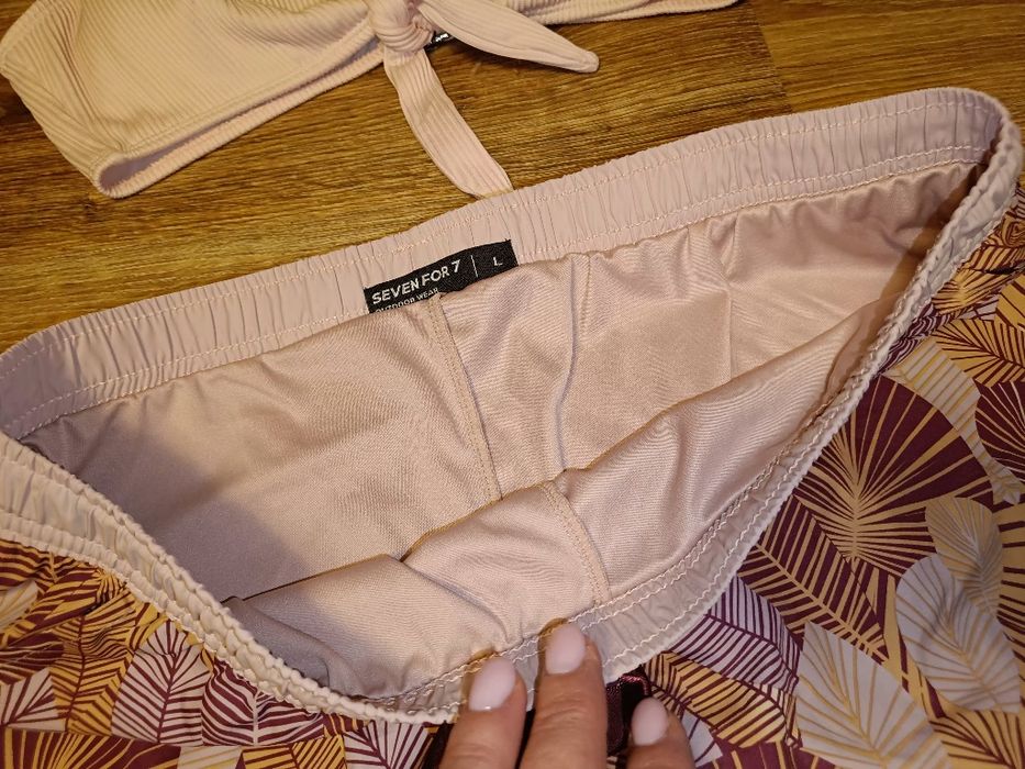 HAUSE strój kostium kąpielowy dwuczęściowy + spodenki pudrowy róż L