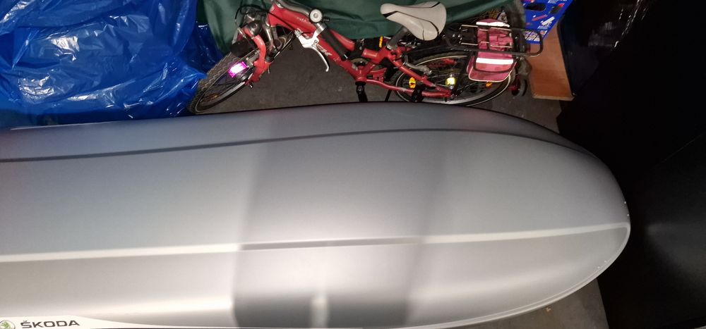 Box kufer dachowy Skoda 380 l srebrny, bagażnik na dach nowy