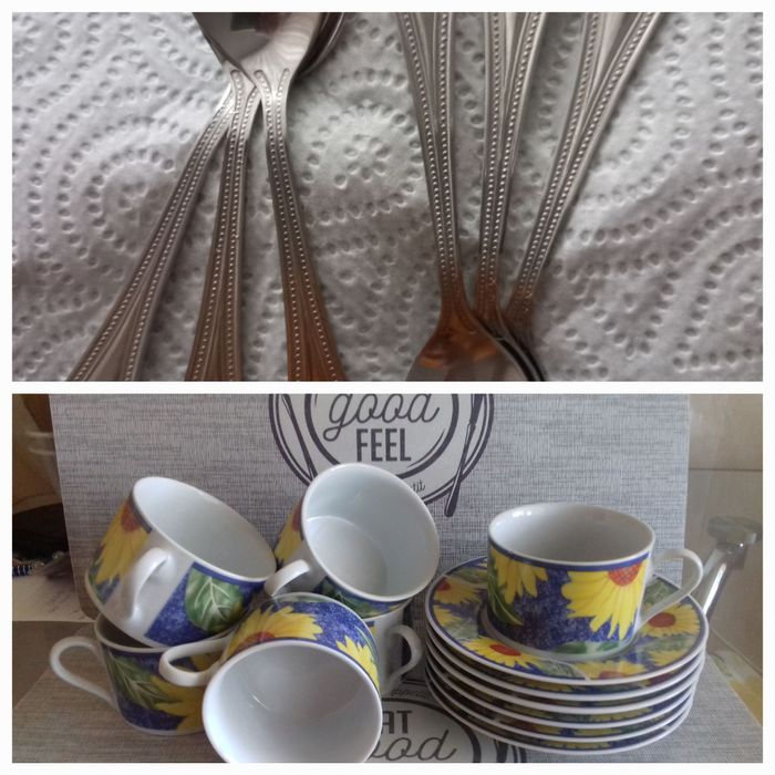 Łyżeczki oraz filiżanki ze spodkami