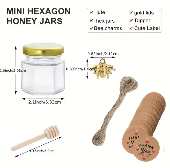 Zestaw Słoiczków na miód z dodatlami – 24 szt. NOWE (bez miodu)