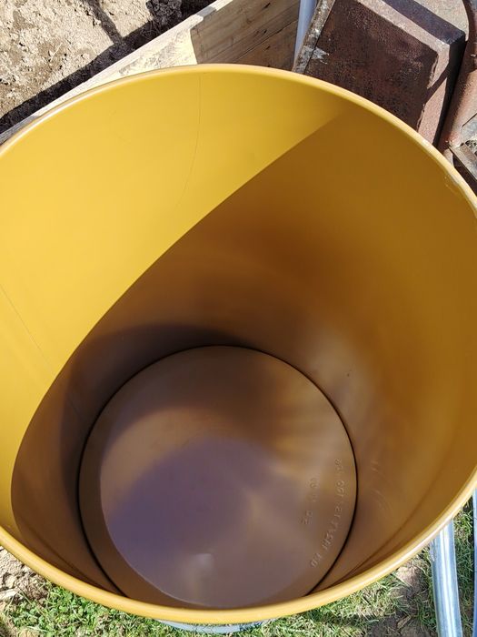 Beczka metalowa czysta z przykrywą 200 l szara