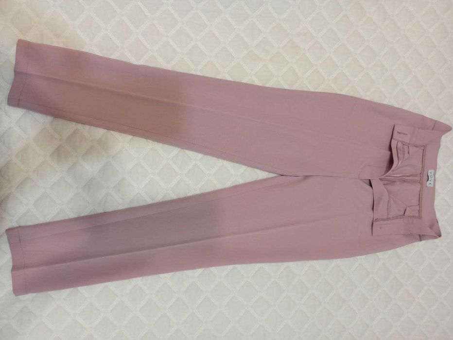 Брюки рожеві з високою посадкою