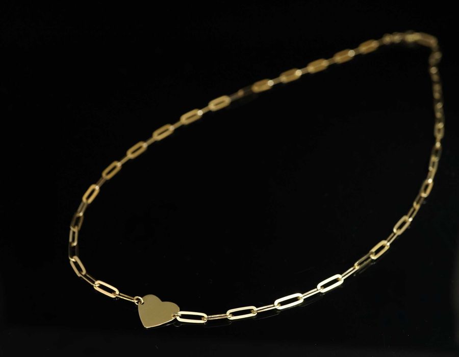 Złoto 585 - złoty łańcuszek, kolia naszyjnik z sercem