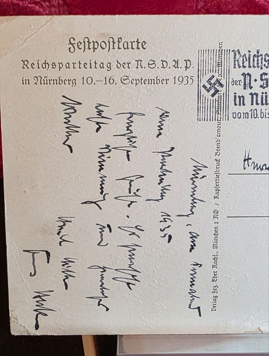 Pocztówka propagandowa Nürnberg 1935 NSDAP 3 Rzesza