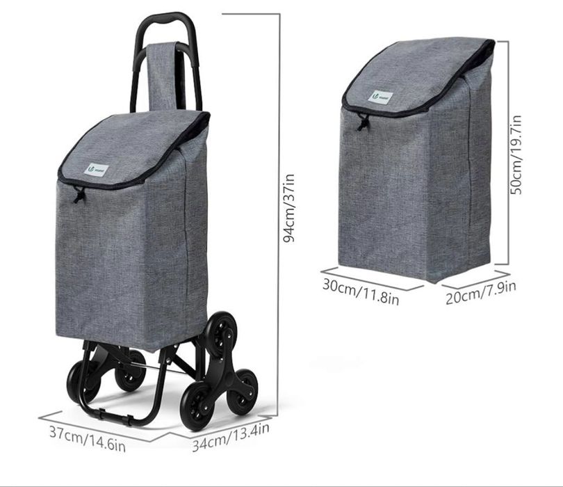 Wózek na zakupy, wózek, z 3 kółkami, wodoszczelny, 32 l, szary