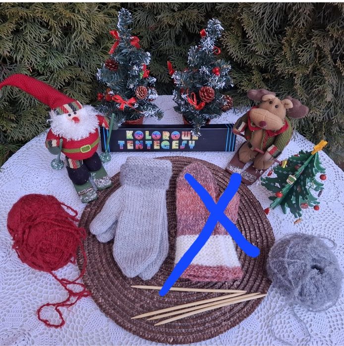 Rękawiczki handmade wełniane z jednym palcem  , szare