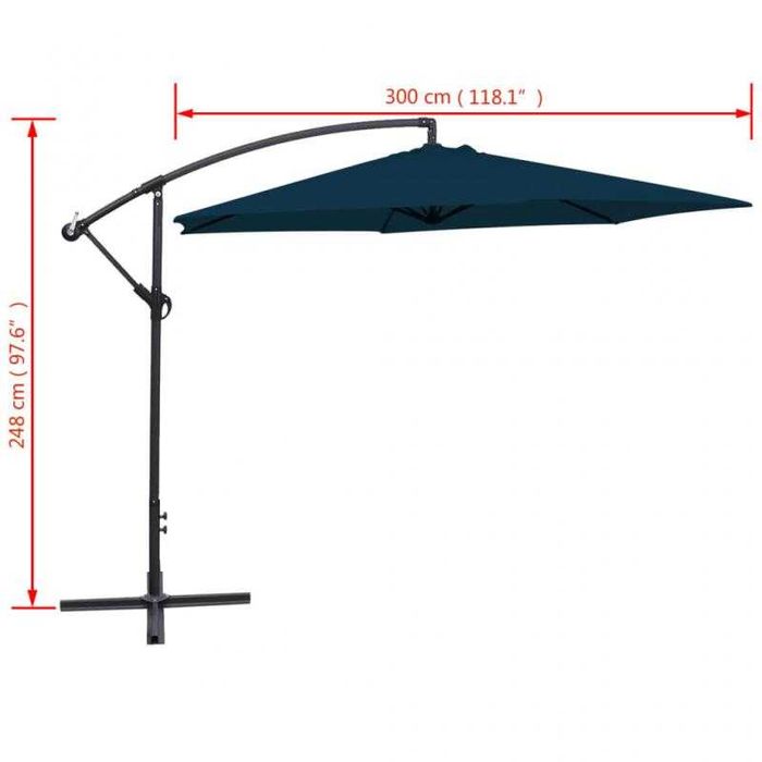 Guarda-Sol de Jardim Cantilever 3 m – Azul