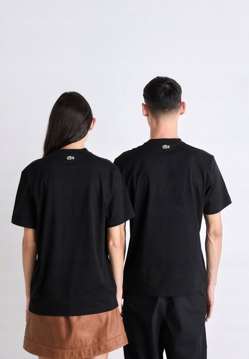 Lacoste 40 L T-Shirt Czarny 100% Bawełna Th2733 Paris Logowany D2346
