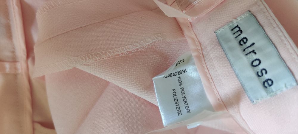 Spodnie w kant wizytowe biurowe pudrowy róż rozm S