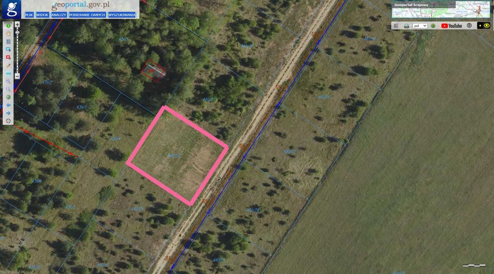 Działka NIEWODNICA KOŚCIELNA budowlana 1012 m² | MPZP | widok na las