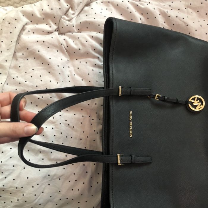 Michael kors jet set torebka shopper duża czarna złoto