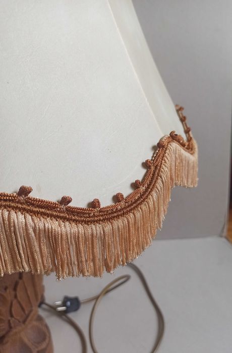 Stara duża lampa stojąca Vintage skórzany abażur