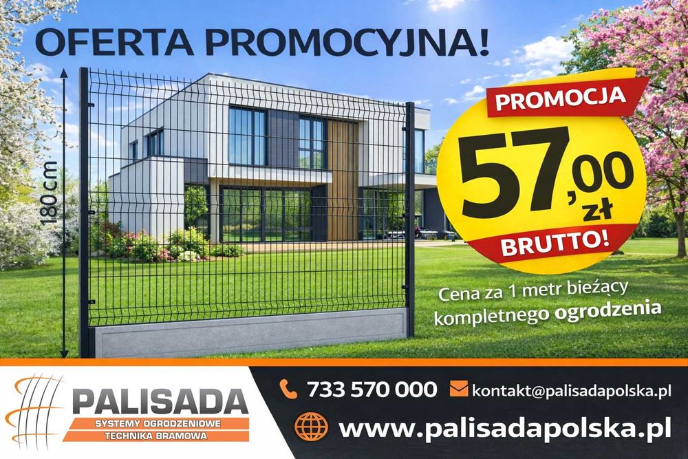 PROMOCJA! Ogrodzenia Panelowe 4 mm | Ogrodzenie z podmurówką 153 + 25