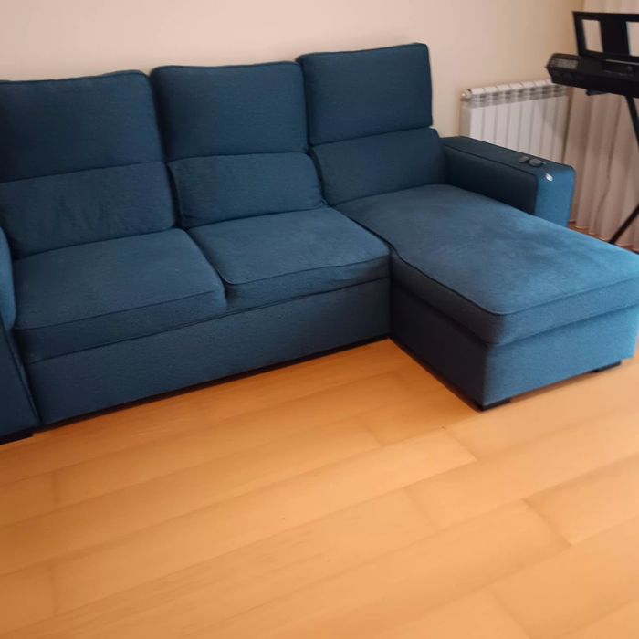 Sofá cama de 3 lugares com chaise longue