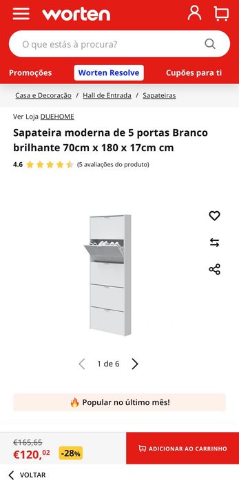 Sapateira moderna com5 portas