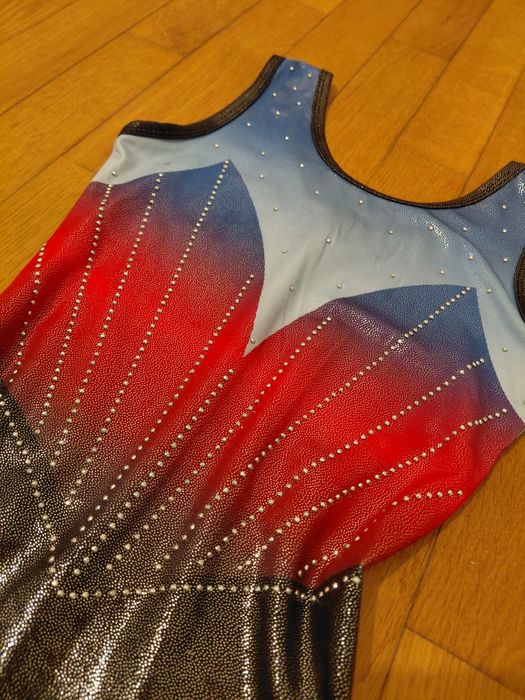 Maillot / Body de Ginástica e Patinagem Artística Vermelho, Azul e Preto 12 Anos