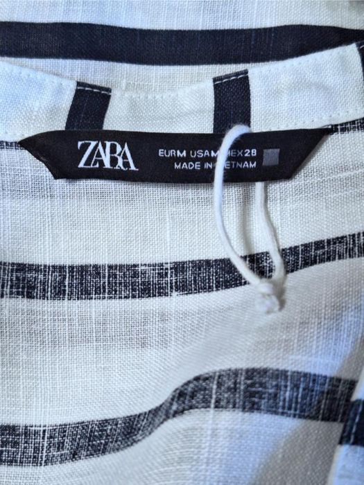 Льняная рубашка в полоску ZARA