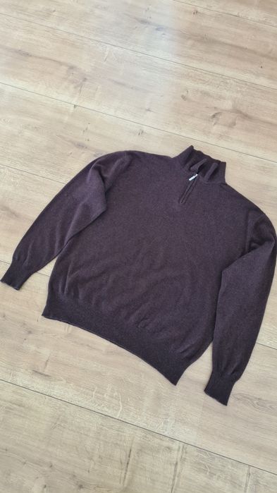 Sweter Golf 100% Kaszmir. Czekoladowy. Rozmiar XL 50. Zapinany