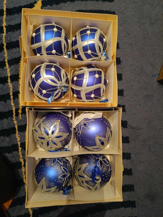 Szklane bombki na choinkę 8 szt. Stan bdb+ 10 cm