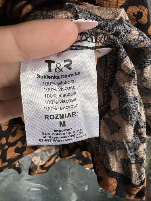 Nowa sukienka mini kopertowy dekolt panterka Tom&Rose r. 38 M