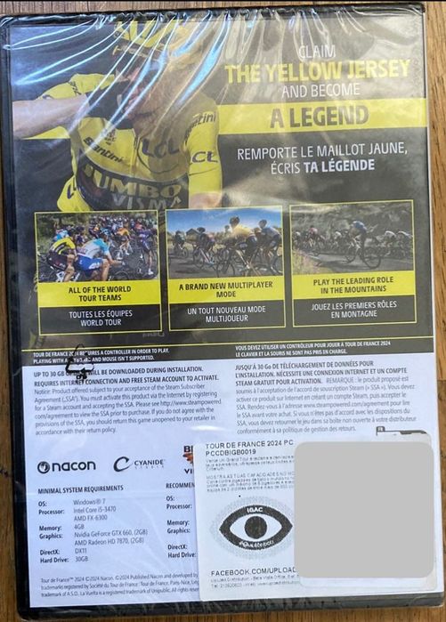 Vendo jogo PC Tour De France 2024- novo, 3 anos de garantia
