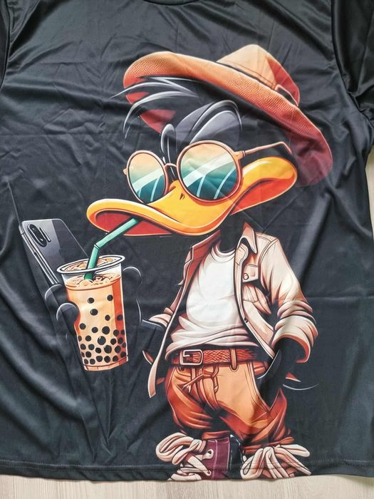 Męski t-shirt z kaczorem picie kaczor wakacje odpoczynek