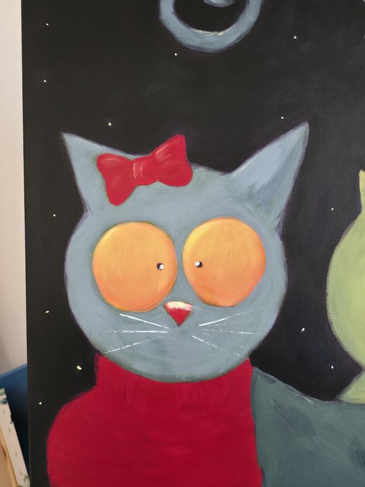 Quadro original gatos colorido