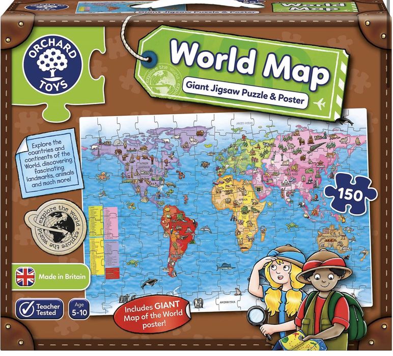 Jogo de tabuleiro - Orchard Toys World Map Puzzle and Poster