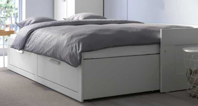 BRIMNES Cama indiv/dupla c/2 gav, branco, 80x200 cm