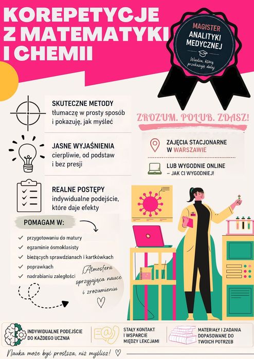 Korepetycje od zaraz! CHEMIA, MATEMATYKA