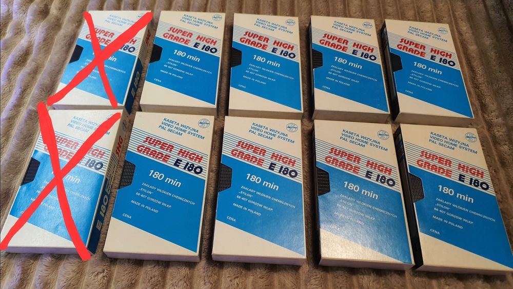 VHS STILON Zestaw 7szt. kaset wizyjnych. E-180 Super High Grade