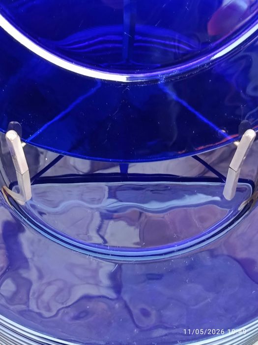 Conjunto 2 pratos Marcadores vidro Murano Azul cobalto 30,7 cm