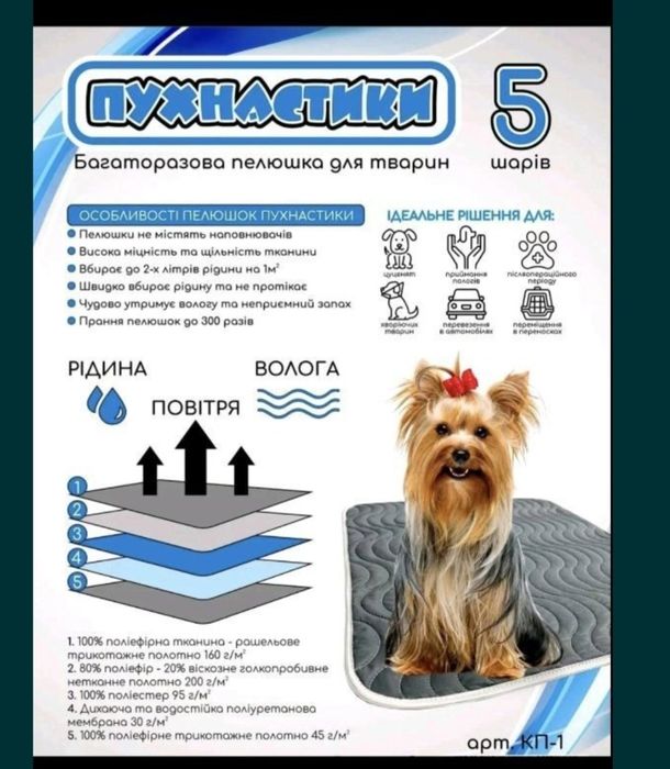 Пеленка многоразовая для собак.